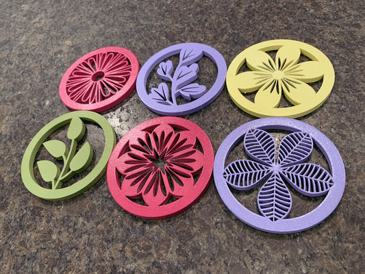 Spring Season Coasters with holder (set of 6)