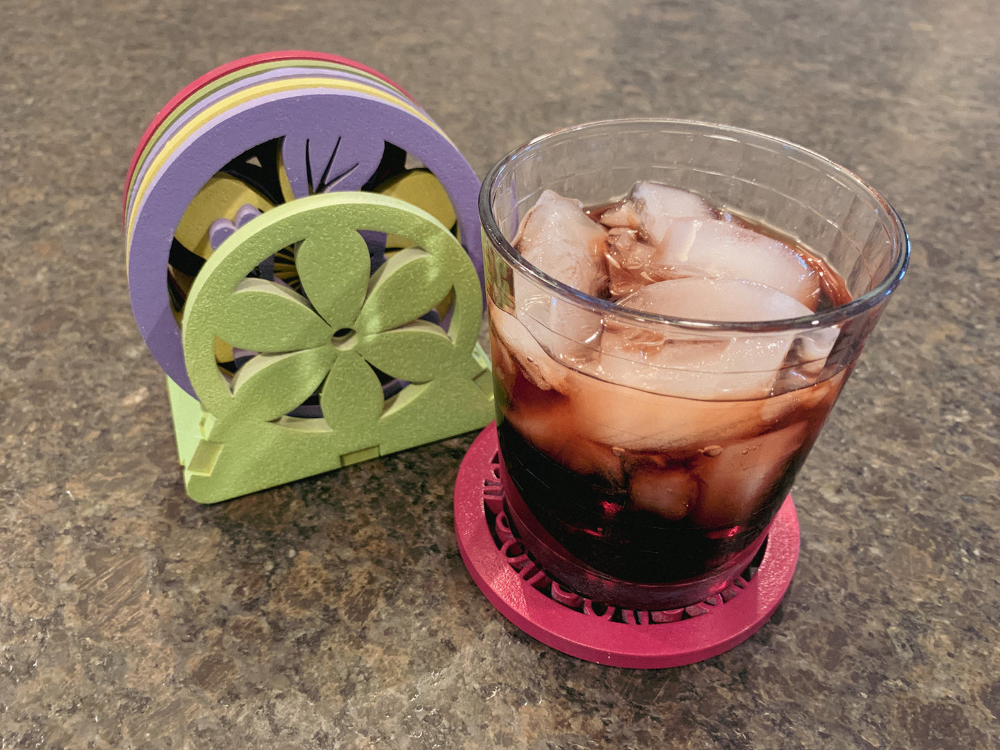 Spring Season Coasters with holder (set of 6)