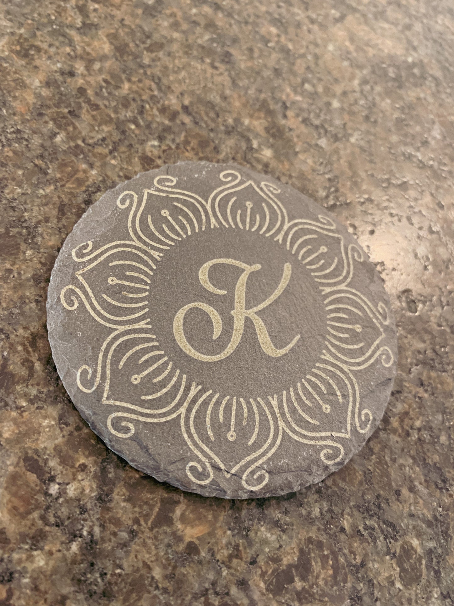 Slate Drink Coasters, personalized with monogram (4 per set)