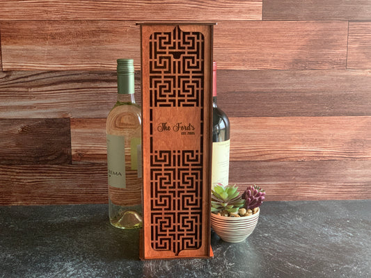 Wine Carrier with sliding door, add your name and year