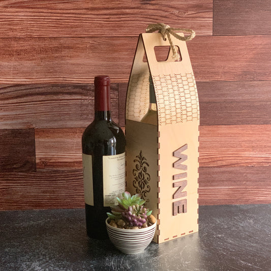 Wine Carrier Gift Box with handle, 4-sided design, add your name or monogram