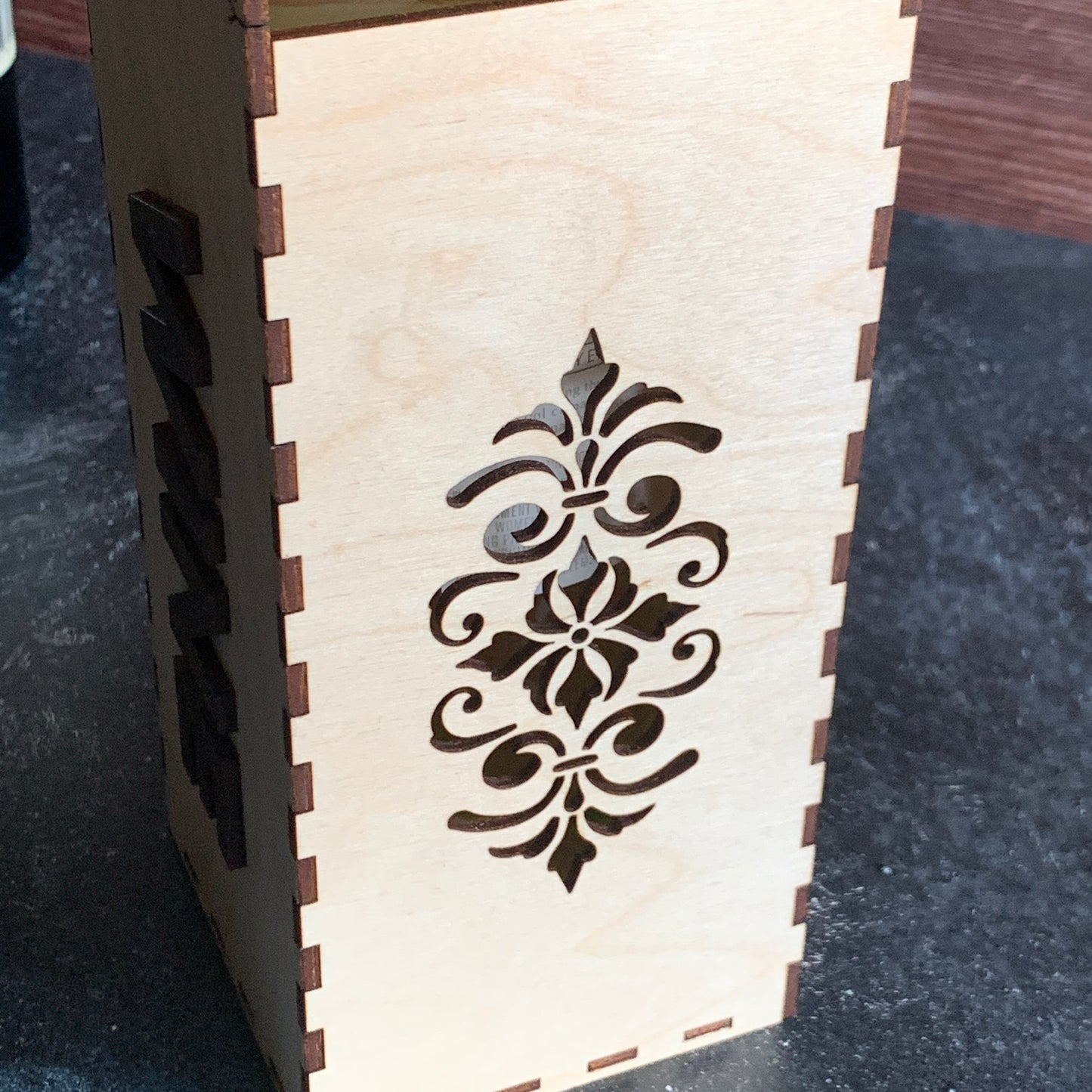 Wine Carrier Gift Box with handle, 4-sided design, add your name or monogram